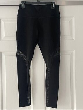 Fabletics Define Powerhold Black Mesh Insert High-Waist Leggings Size L